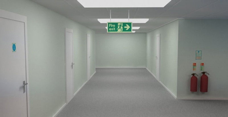 Đèn exit âm trần xuất hiện nhiều ở các văn phòng